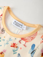 Rylee Faith Designs Charming Chicken & Butterfly Girls Dress with Cute Ruffled Pockets - 