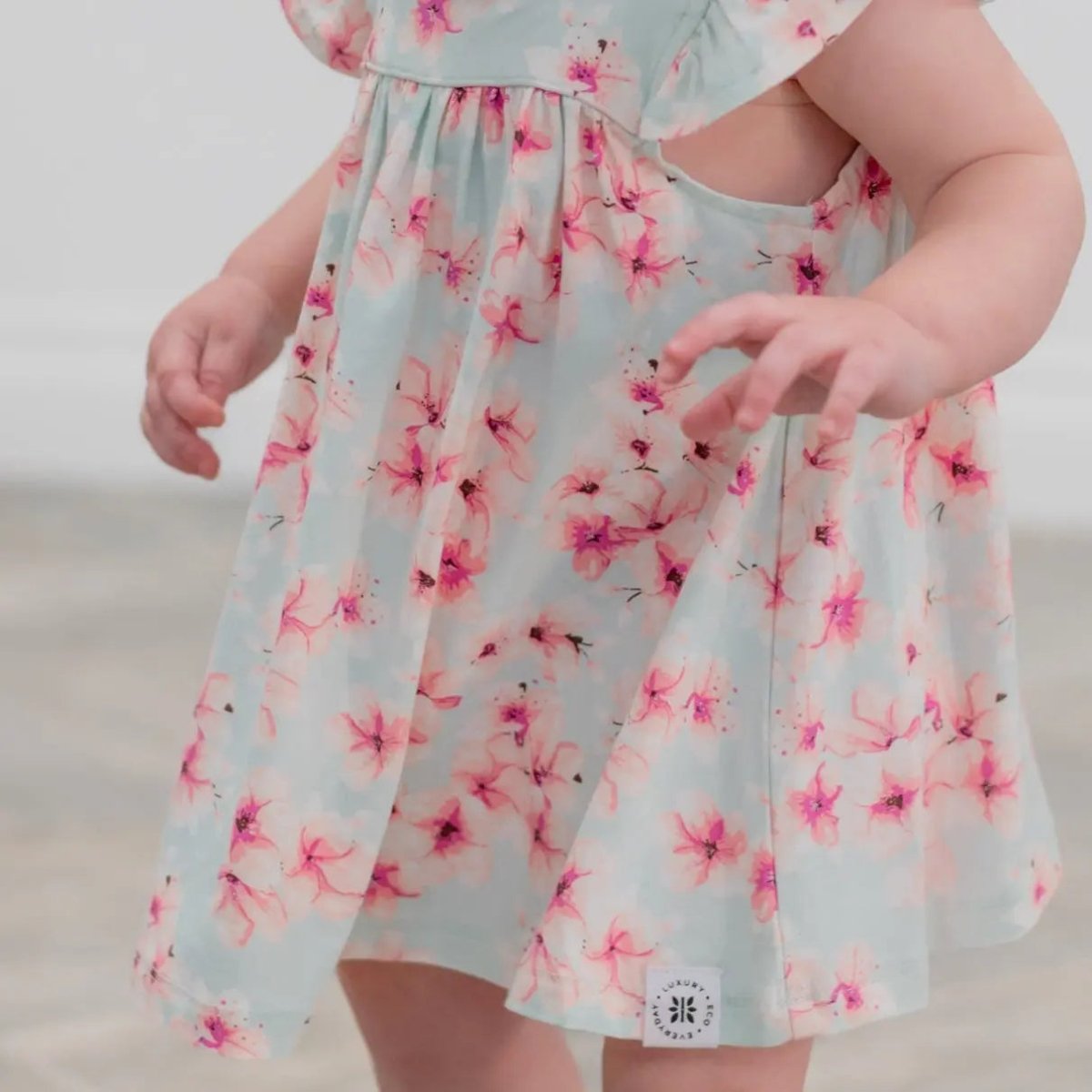 Sweet Bamboo Charming Floral Ruffle Dress with Matching Bloomer Set for Baby Girls - 