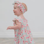 Sweet Bamboo Charming Floral Ruffle Dress with Matching Bloomer Set for Baby Girls - 