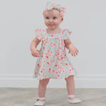 Sweet Bamboo Charming Floral Ruffle Dress with Matching Bloomer Set for Baby Girls - 