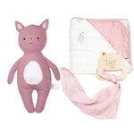 Goosewaddle® | Newborn Baby Blankets Toys Teethers Bibs & More Charming Pink Pig Gift Set with Whimsical Design