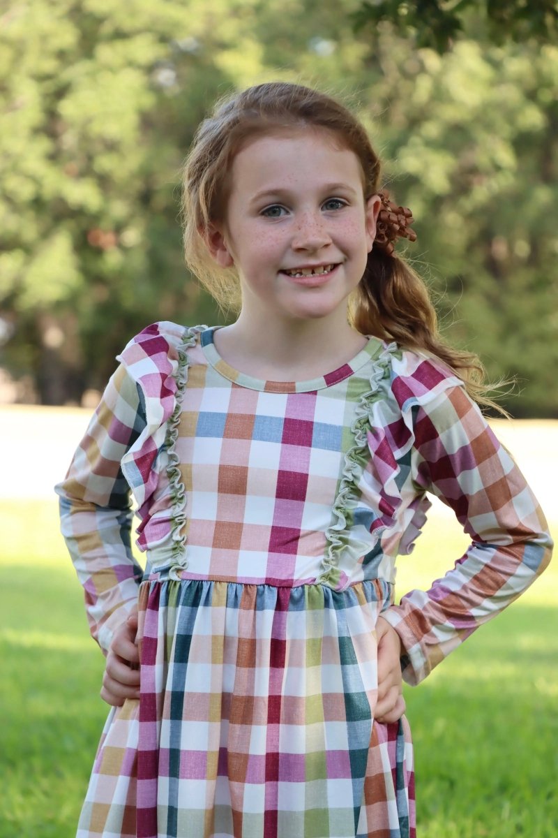 Rylee Faith Designs Charming Plaid Dress for Baby Girls Perfect for Fall Season Adventures - 