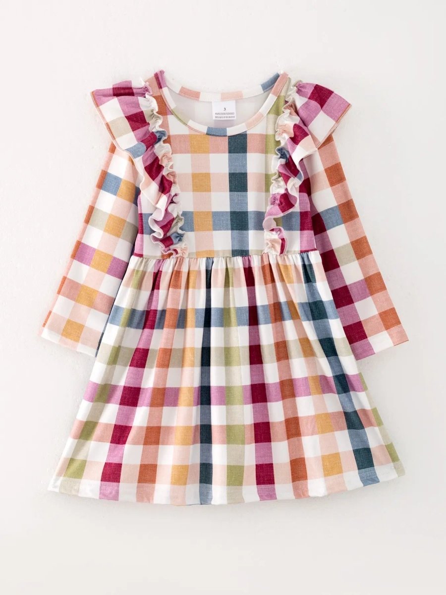 Rylee Faith Designs Charming Plaid Dress for Baby Girls Perfect for Fall Season Adventures - 