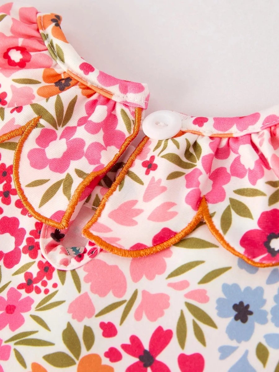 Rylee Faith Designs Charming Pumpkin Bow Smock Dress with Embroidery for Fall Celebrations - 