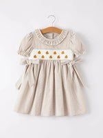 Rylee Faith Designs Charming Pumpkin Embroidery Plaid Dress for Girls During Fall Celebrations - 