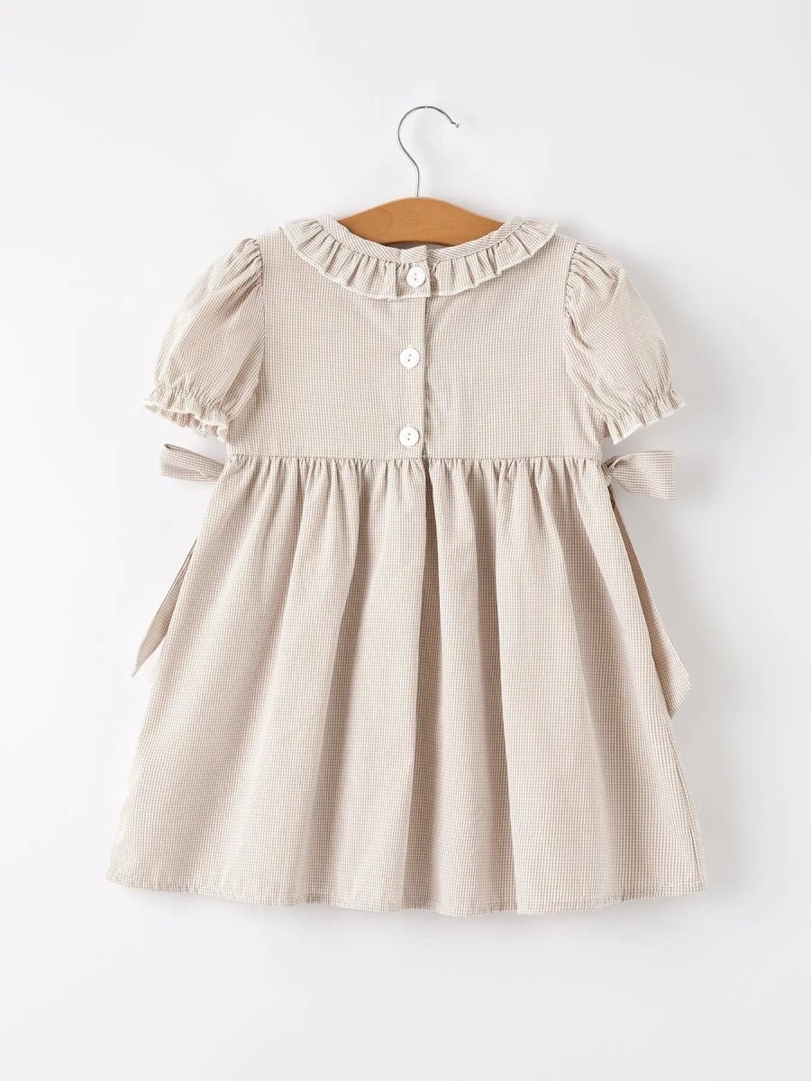 Rylee Faith Designs Charming Pumpkin Embroidery Plaid Dress for Girls During Fall Celebrations - 