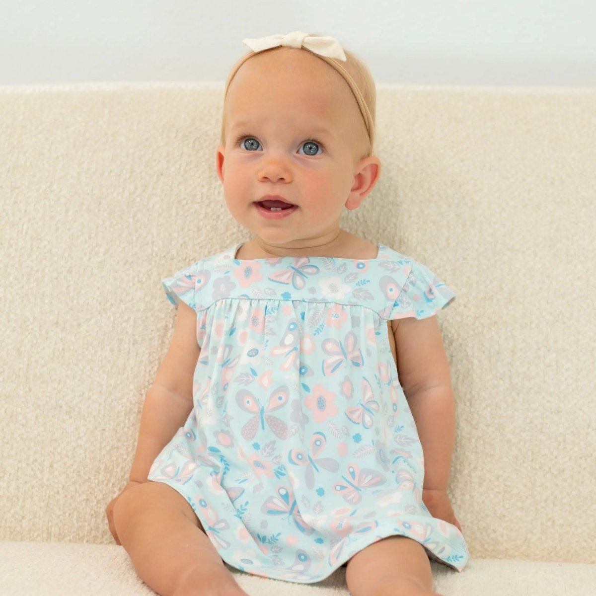 Sweet Bamboo Charming Ruffle Dress and Bloomer Set for Comfy Baby Girls Daywear - 