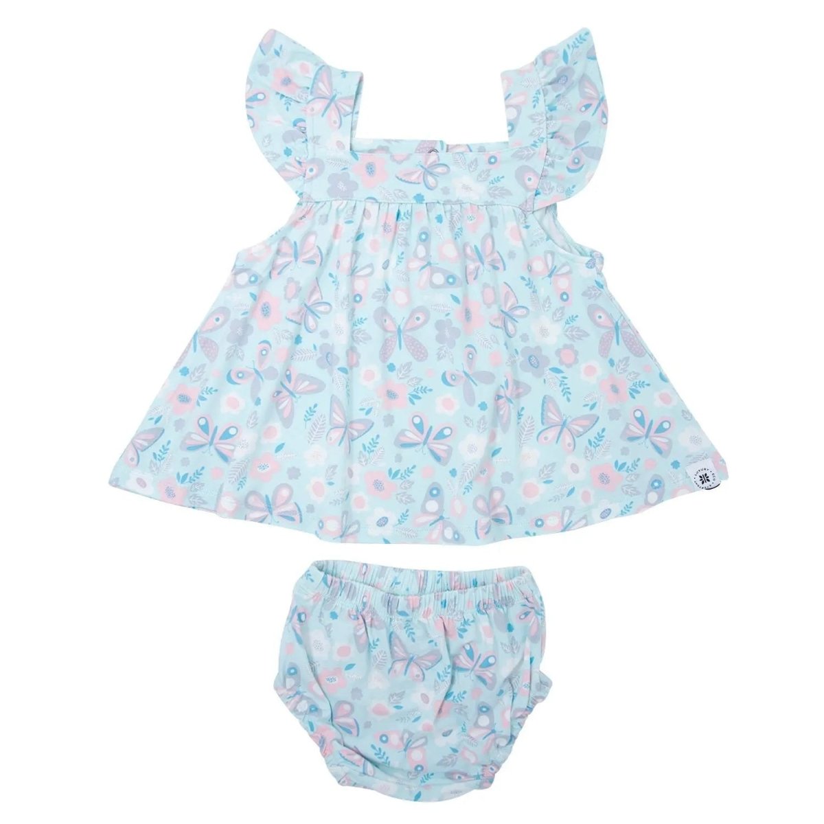 Sweet Bamboo Charming Ruffle Dress and Bloomer Set for Comfy Baby Girls Daywear - 