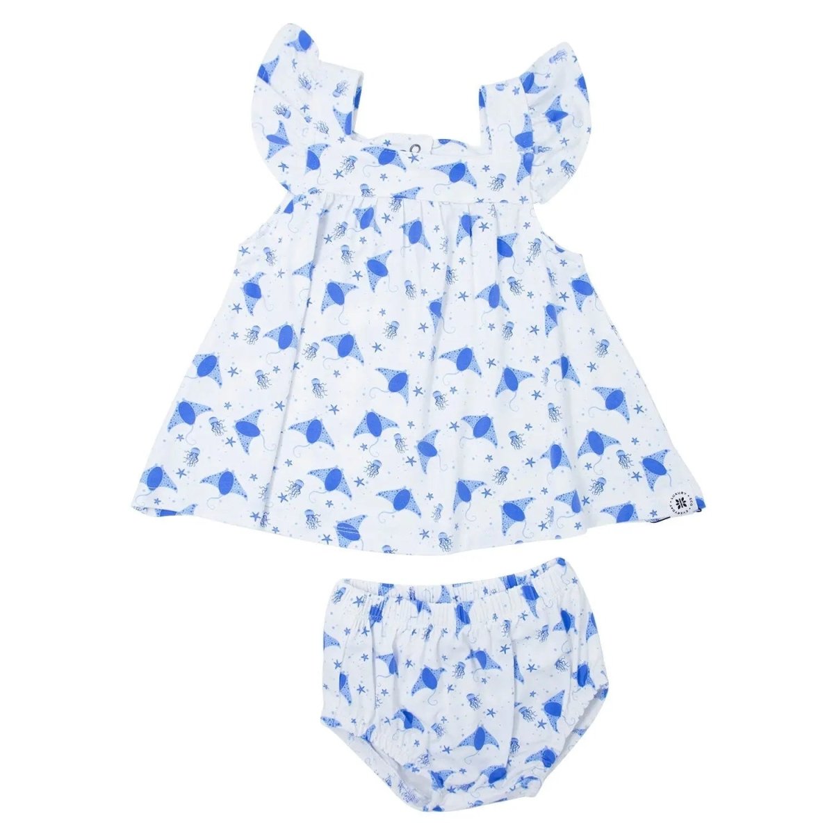 Sweet Bamboo Charming Ruffle Dress and Bloomer Set with Cap Sleeves for Baby Girls - 
