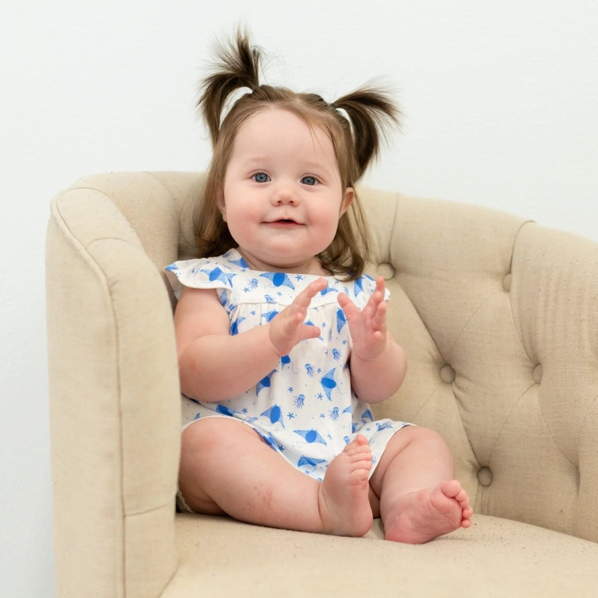 Sweet Bamboo Charming Ruffle Dress and Bloomer Set with Cap Sleeves for Baby Girls - 