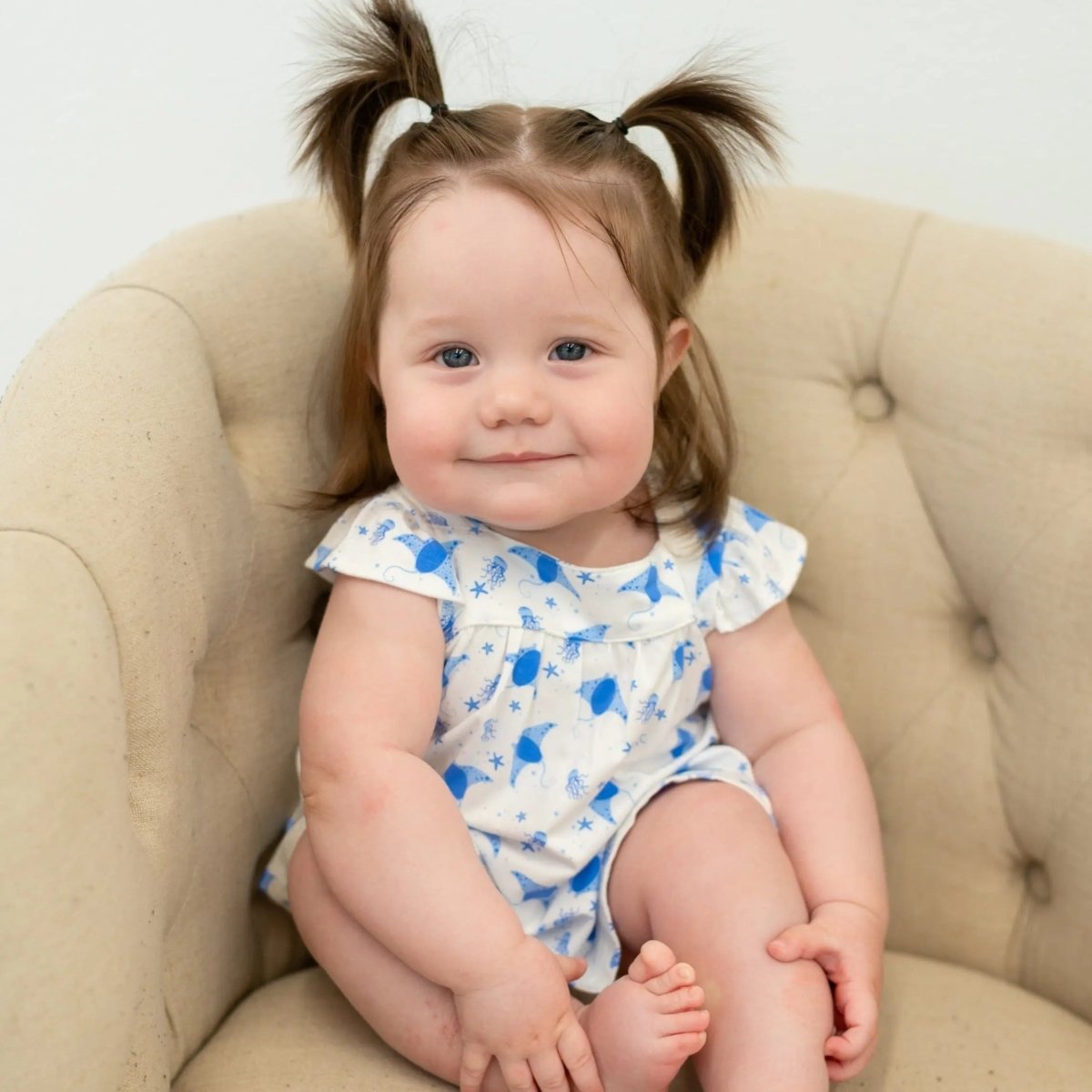 Sweet Bamboo Charming Ruffle Dress and Bloomer Set with Cap Sleeves for Baby Girls - 