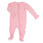 Sweet Bamboo Charming Ruffle Footie with 2 Way Zipper for Stylish Infants - 