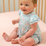 Sweet Bamboo Charming Ruffle Romper with Flutter Sleeves for Active Girls - 