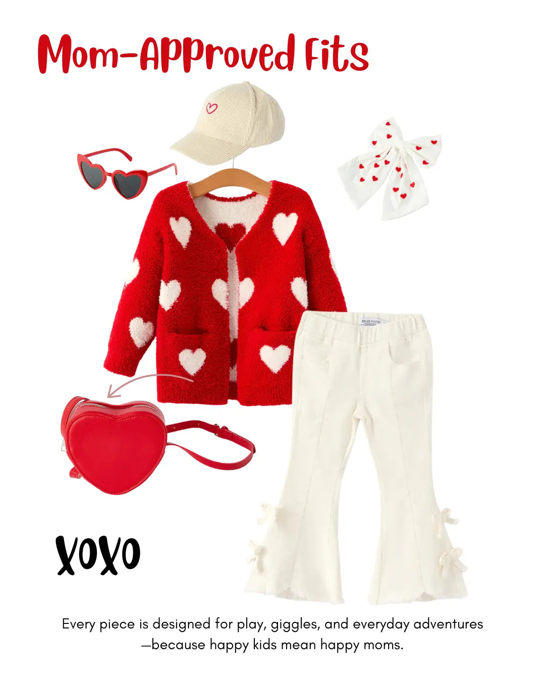 Rylee Faith Designs Charming White Denim Pants with Cute Bows - 