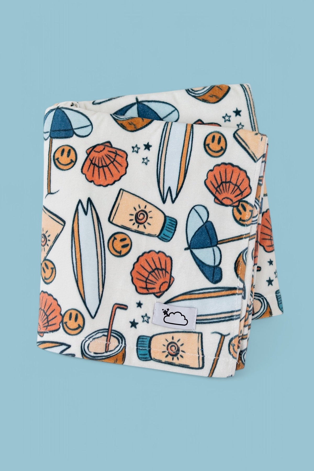 DREAM BIG LITTLE CO Chase The Sun Dream Towel Whimsical Beach Print With SurfboardsEveretts Place