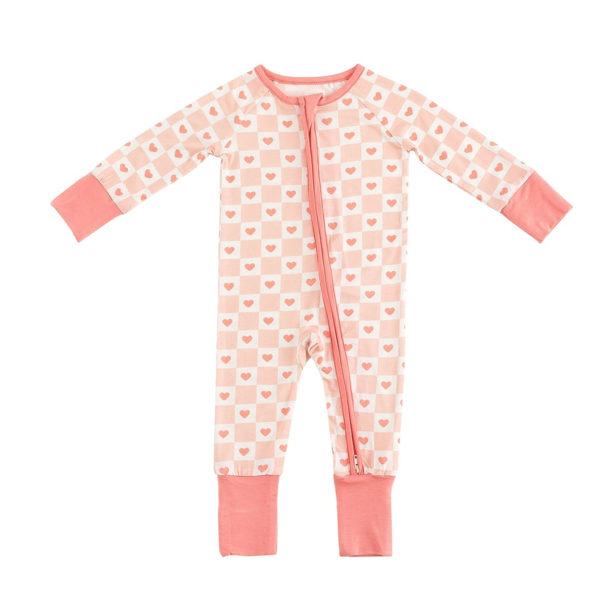 Dreamlet Checkerboard Hearts Convertible Zip Footies Dreamlet - Everetts Place Boutique - 