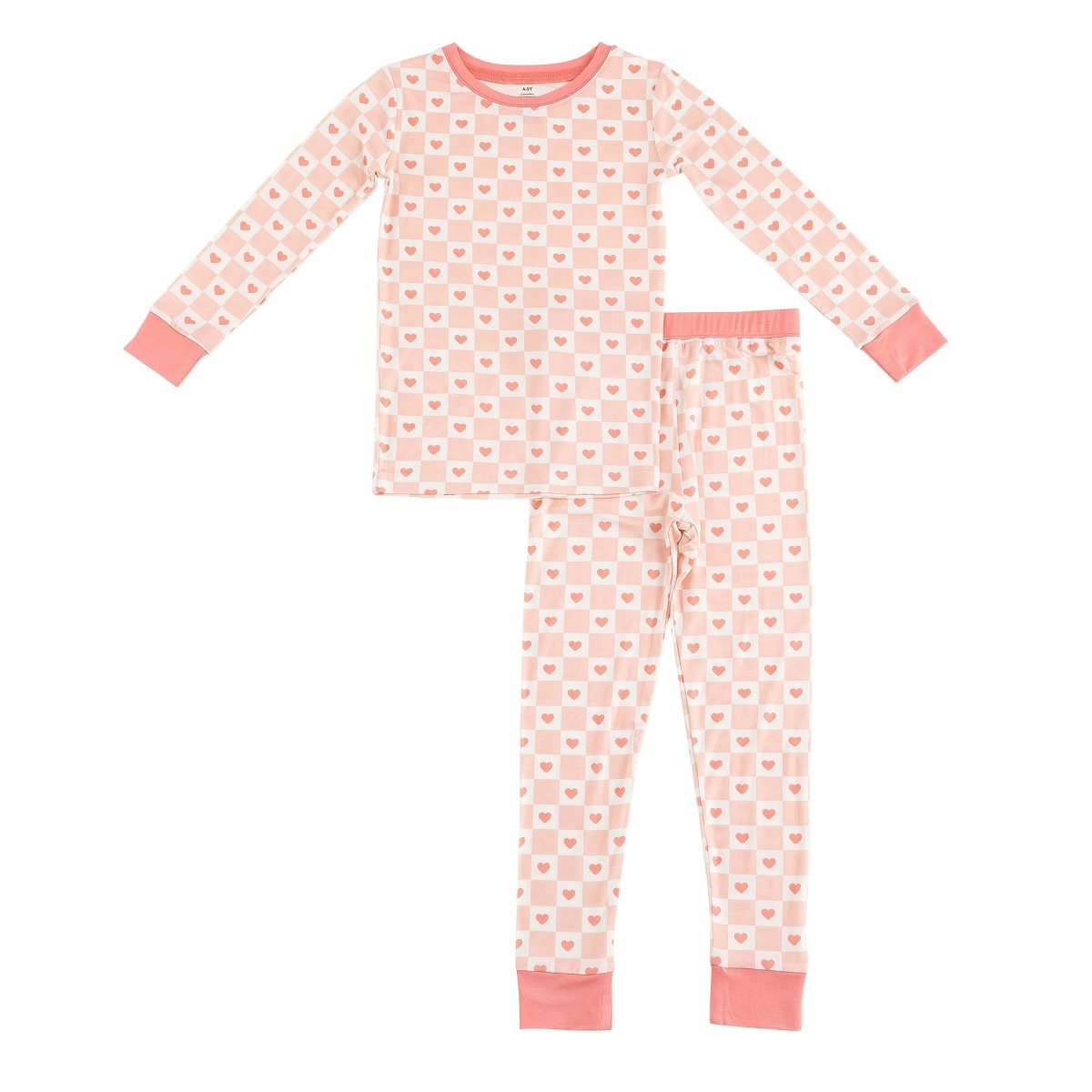 Dreamlet Checkerboard Hearts Womens Bamboo Pajama Set Two Piece - Everetts Place Boutique - 