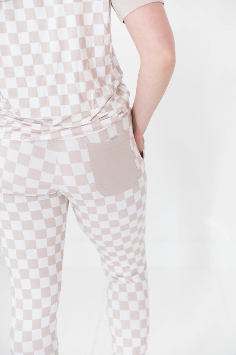 Charlie Lou Baby Checkered Bamboo Mama Pajamas Two Piece Set For Moms - Everetts Place Boutique - 