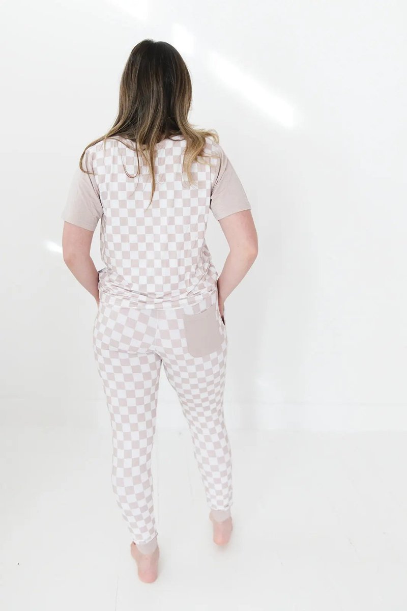 Charlie Lou Baby Checkered Bamboo Mama Pajamas Two Piece Set For Moms - Everetts Place Boutique - 