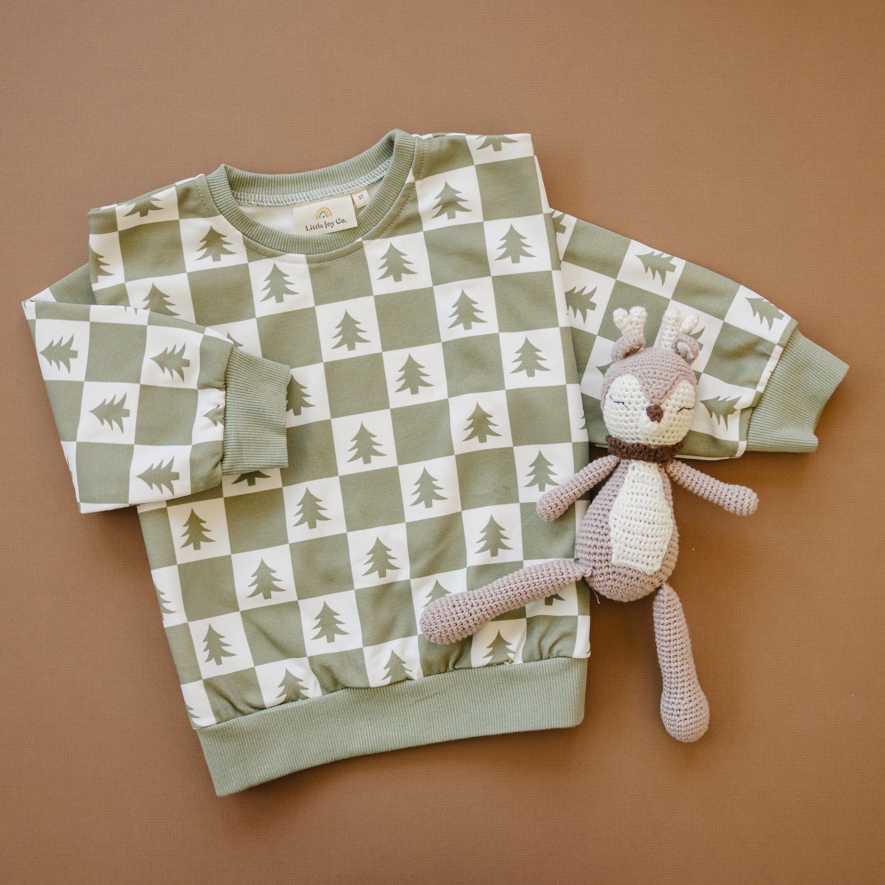 Little Joy Co. Checkered Christmas Trees Crewneck Sweatshirt - 