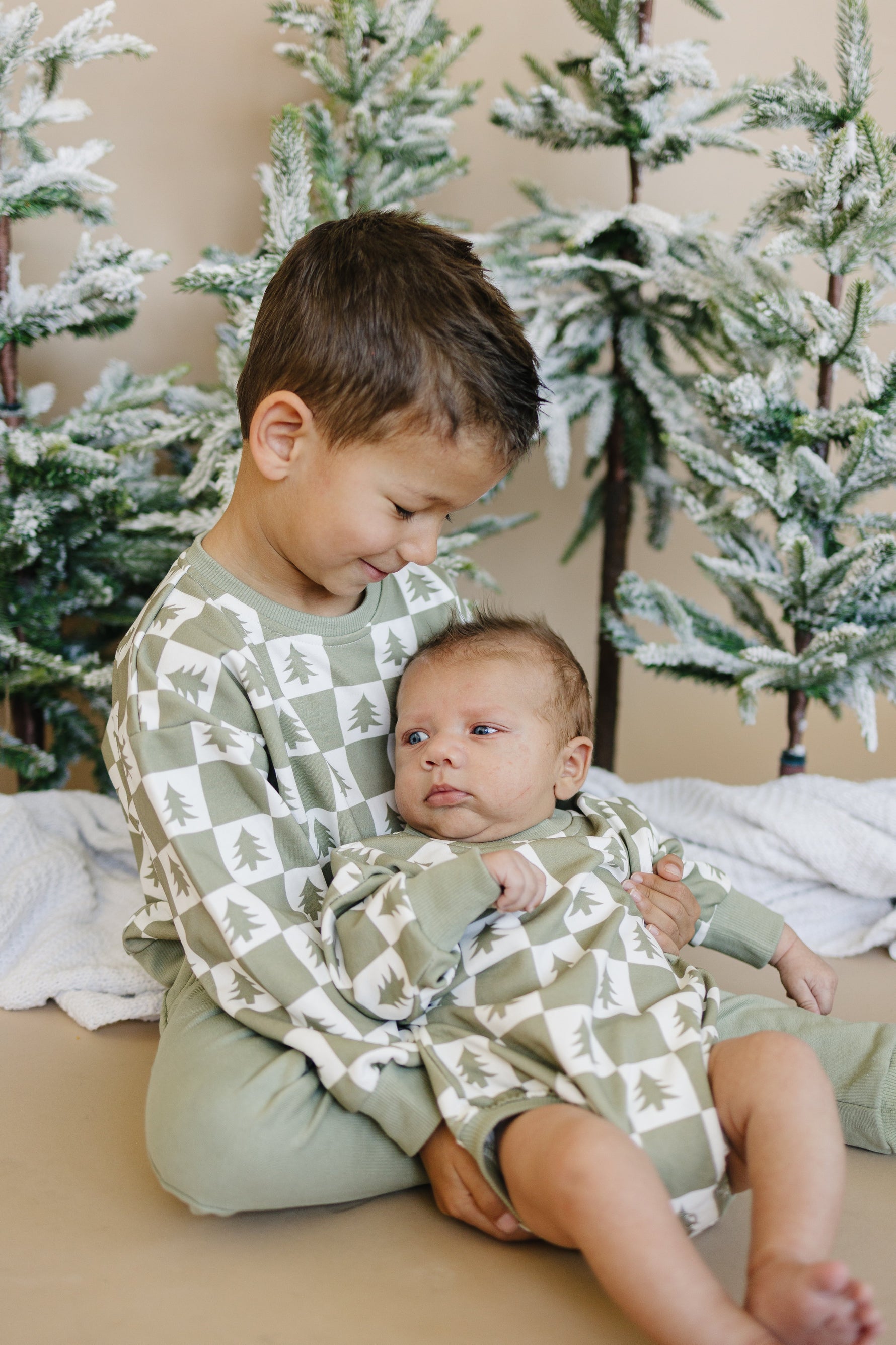 Little Joy Co. Checkered Christmas Trees Crewneck Sweatshirt - 