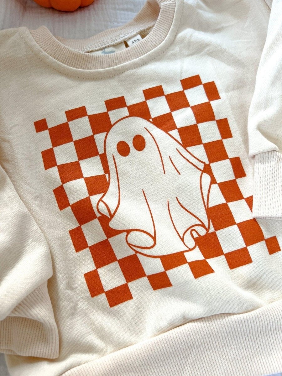 Little Joy Co. Checkered Ghost Crewneck Sweatshirt - 