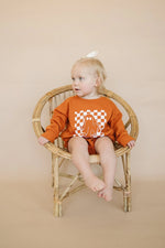 Little Joy Co. Checkered Ghost Sweatshirt Romper Oversized With Snaps - Everetts Place Boutique - 