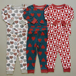 Mebie Baby Checkered Hearts Ribbed Bamboo Cozy Sleep Set Valentines Day For Baby And Toddler - 