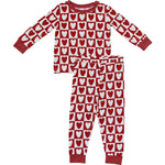 Mebie Baby Checkered Hearts Ribbed Bamboo Cozy Sleep Set Valentines Day For Baby And Toddler - 