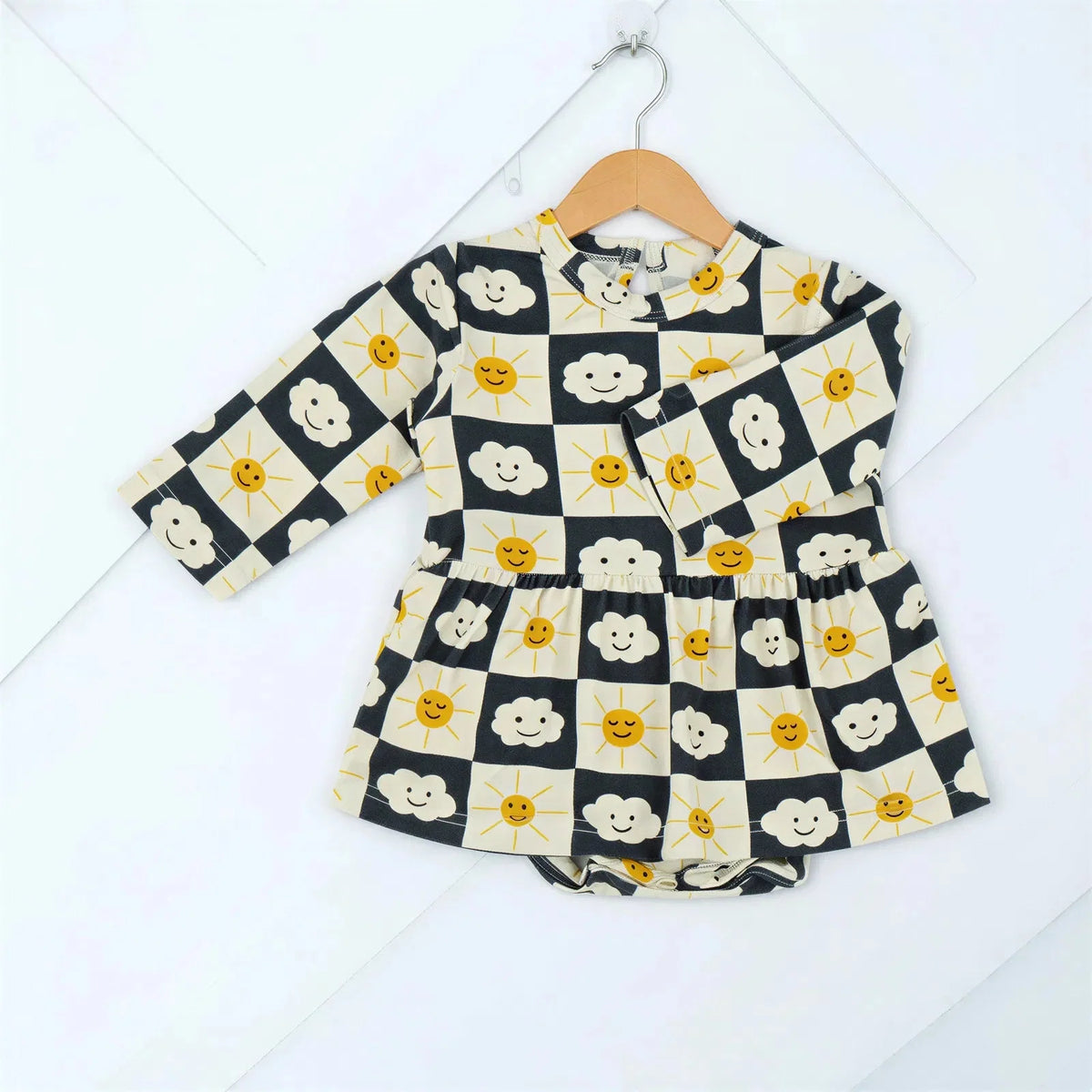 Bamboo Bodysuit Dress - Checkered Joy