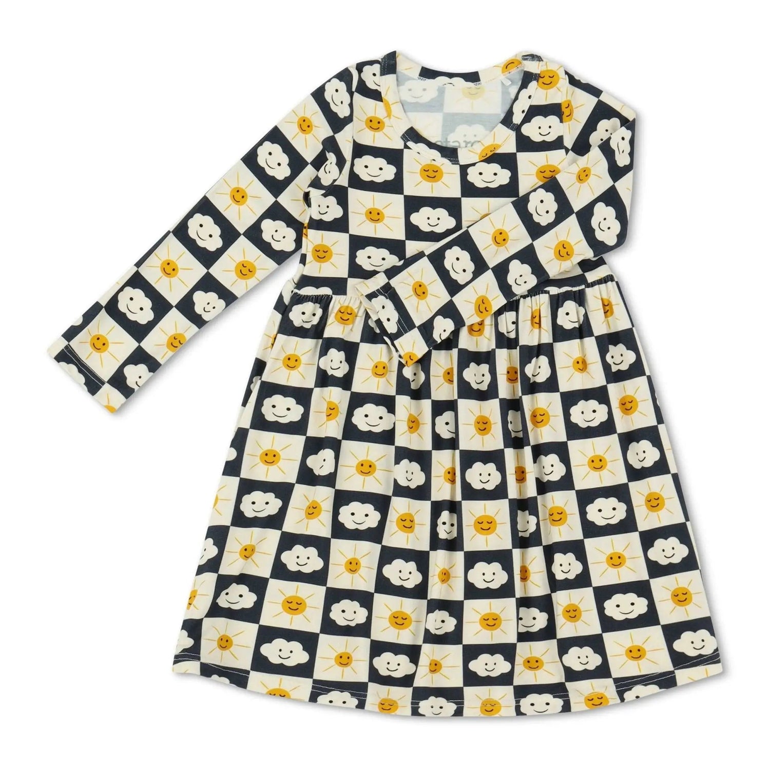 Bestaroo Checkered Joy Toddler Dress Bamboo Knit Long Sleeve Soft Comfort - 