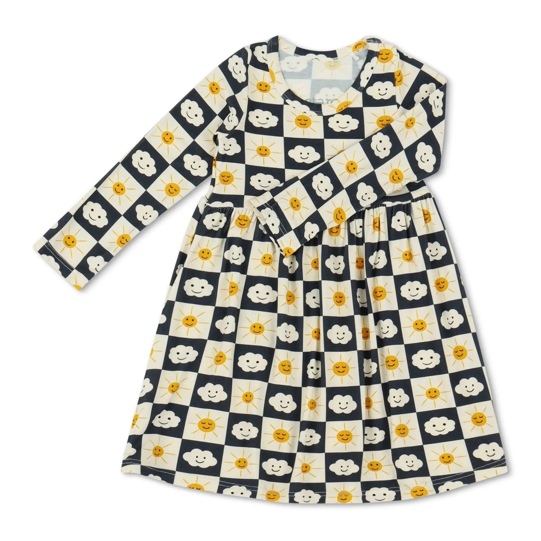 Bestaroo Checkered Joy Toddler Dress Bamboo Knit Long Sleeve Soft Comfort - 
