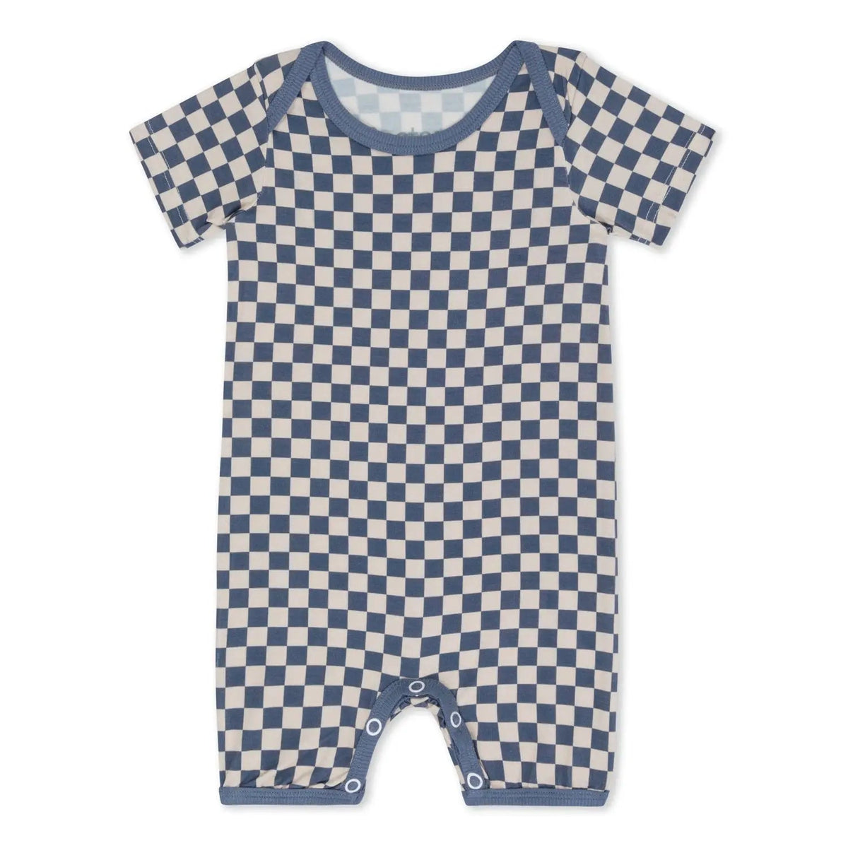 Bestaroo Checkers in Blue Baby Shortalls Bamboo Soft One Piece - 