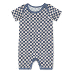 Bestaroo Checkers in Blue Baby Shortalls Bamboo Soft One Piece - 