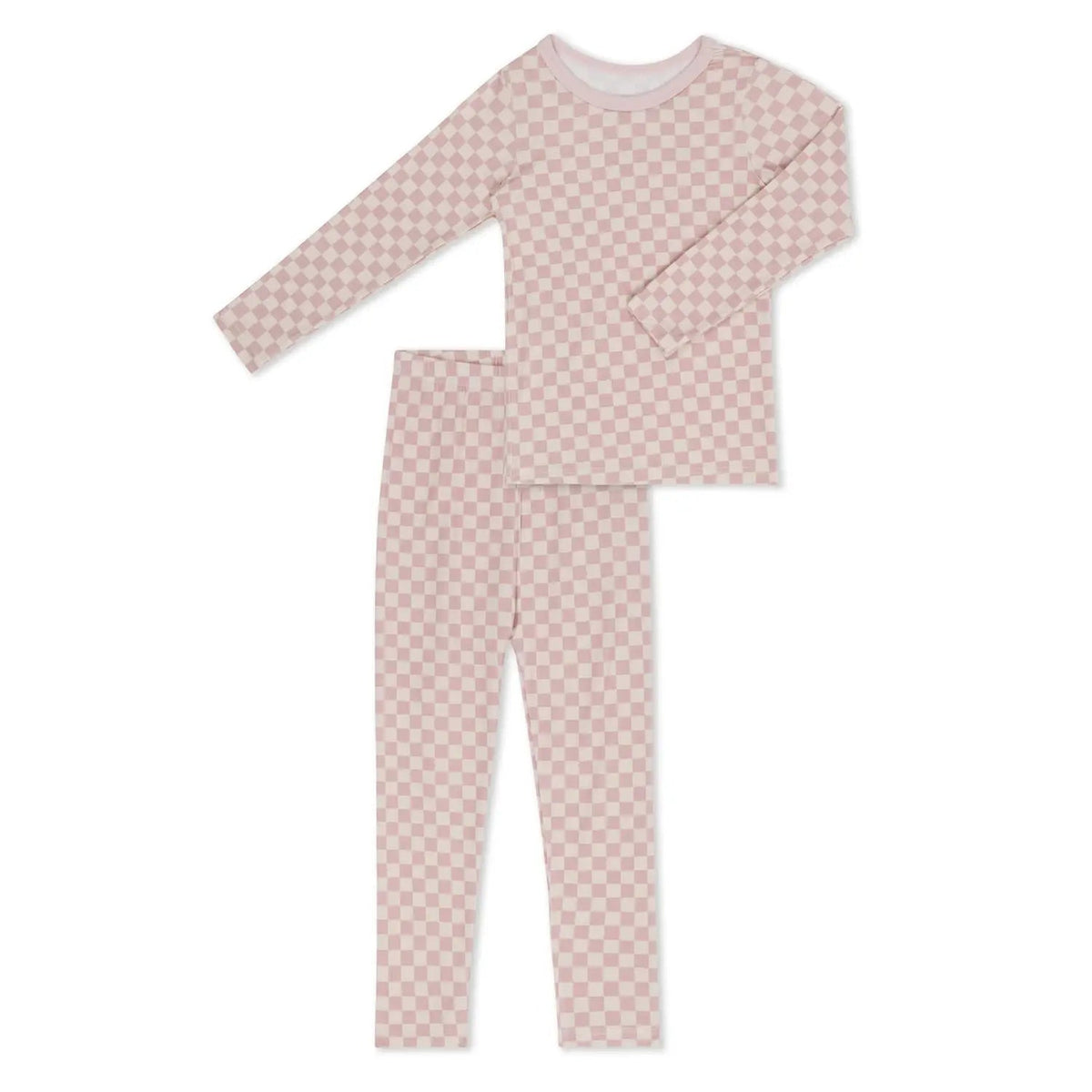 Bestaroo Checkers In Pink Bamboo Pajama Set For Baby And Toddler - 