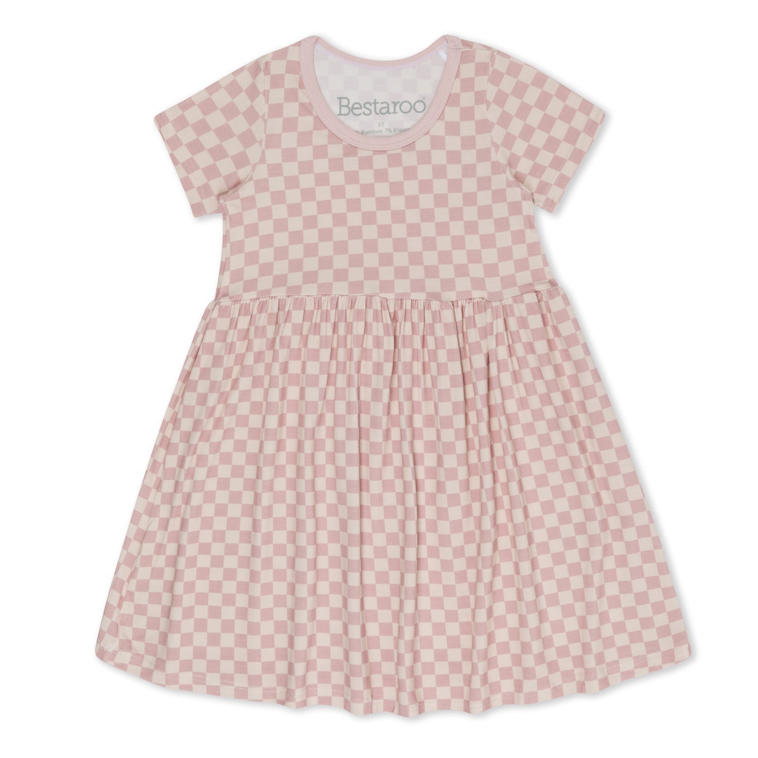 Playful Bamboo Blend Dress - Checkers in Pink