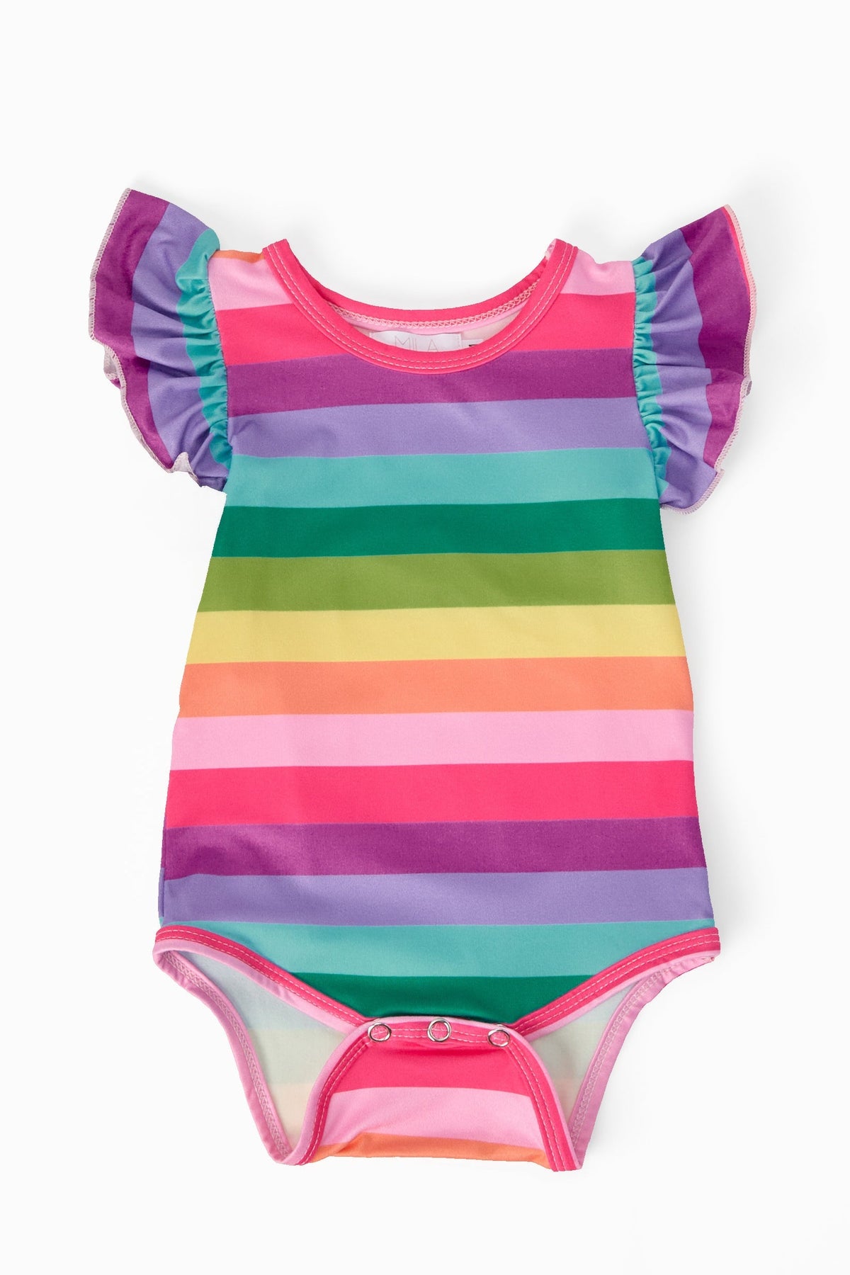Mila & Rose ® Cheerful Stripes S/S Flutter Bodysuit - 