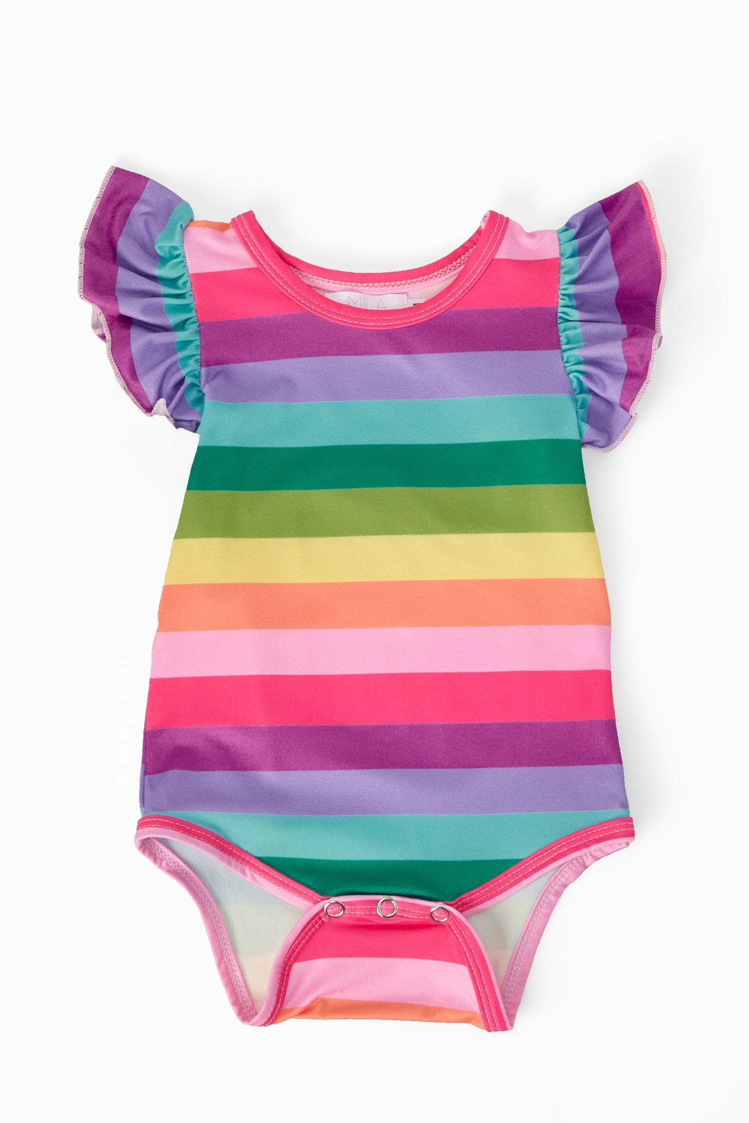 Mila & Rose ® Cheerful Stripes S/S Flutter Bodysuit - 