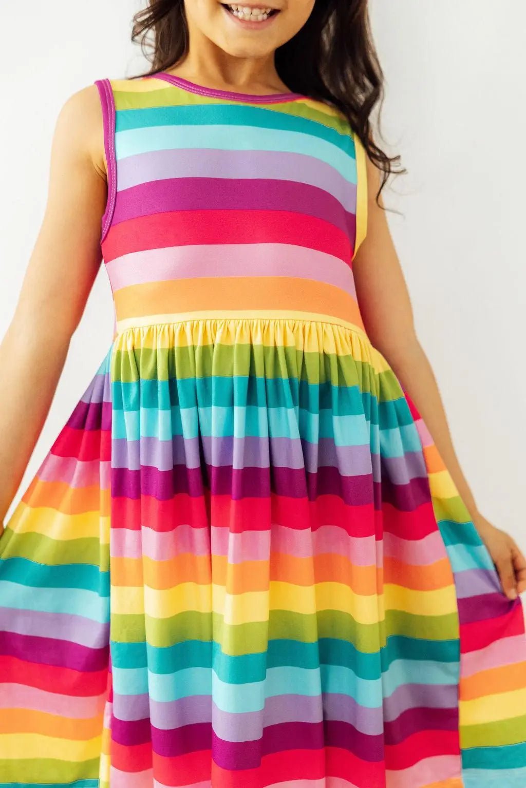 Cheerful Stripes Tank Twirl Dress - Dress, Day Dress, One-piece garment, Pink, Child | Everetts Place