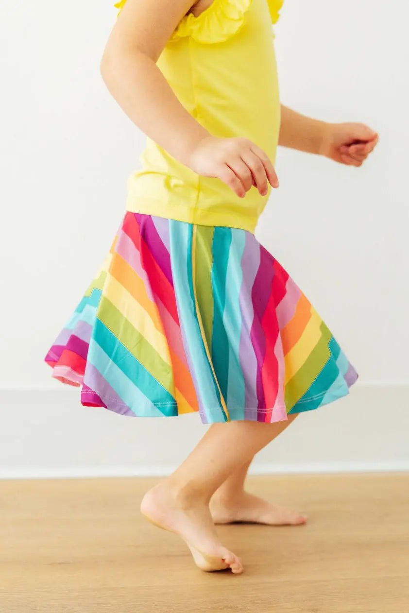 Cheerful Stripes Twirl Skort - Pink, Baby & Toddler Clothing, Waist, Child, Ruffle | Everetts Place