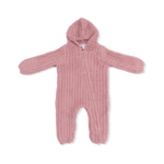 Angel Dear Chenille - Rose Hooded Romper with Striped Texture - 