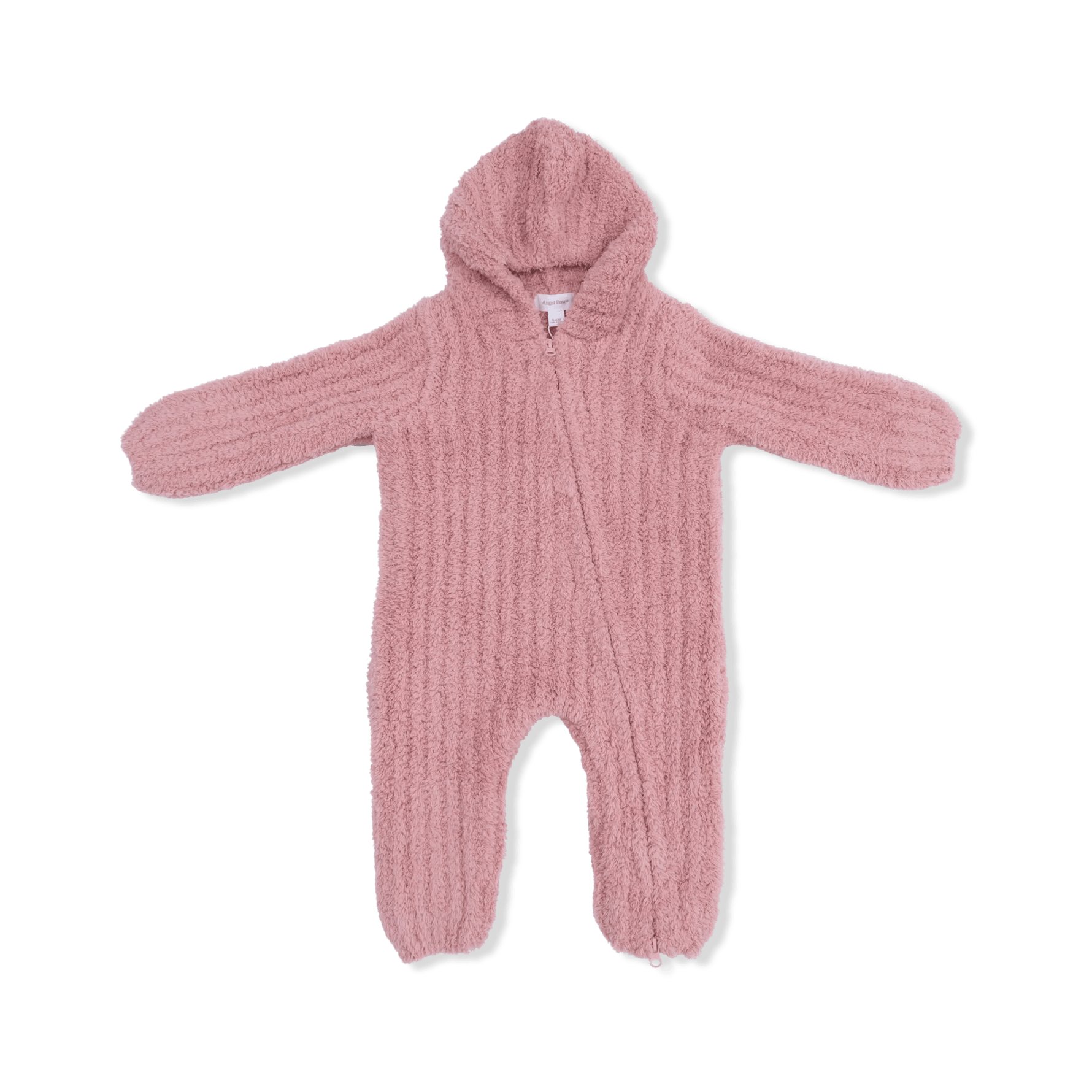 Angel Dear Chenille - Rose Hooded Romper with Striped Texture - 