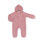 Angel Dear Chenille - Rose Hooded Romper with Striped Texture - 
