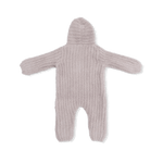 Angel Dear Chenille - Stone Hooded Romper with Striped Texture - 