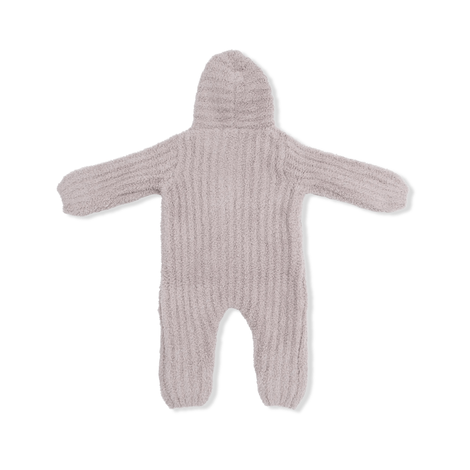Angel Dear Chenille - Stone Hooded Romper with Striped Texture - 