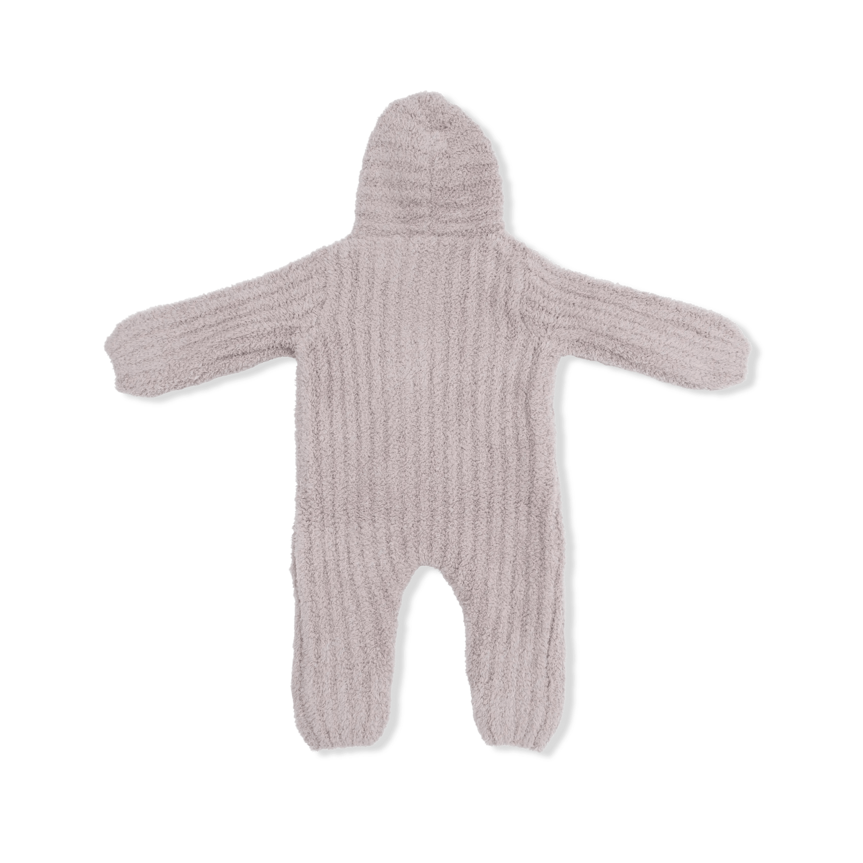 Angel Dear Chenille - Stone Hooded Romper with Striped Texture - 
