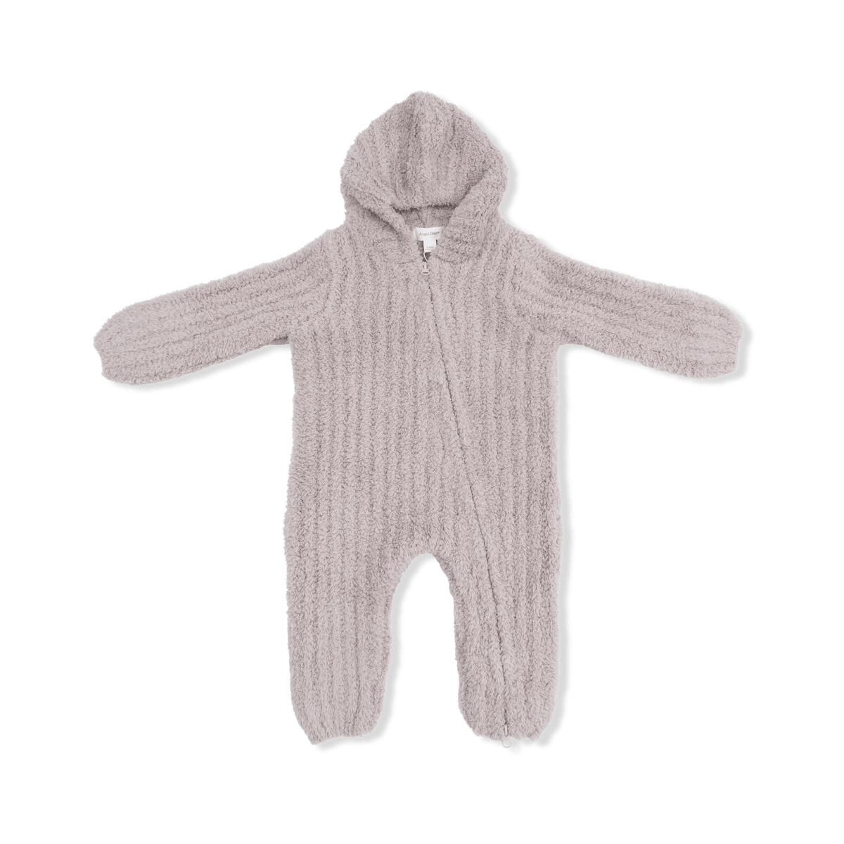 Angel Dear Chenille - Stone Hooded Romper with Striped Texture - 
