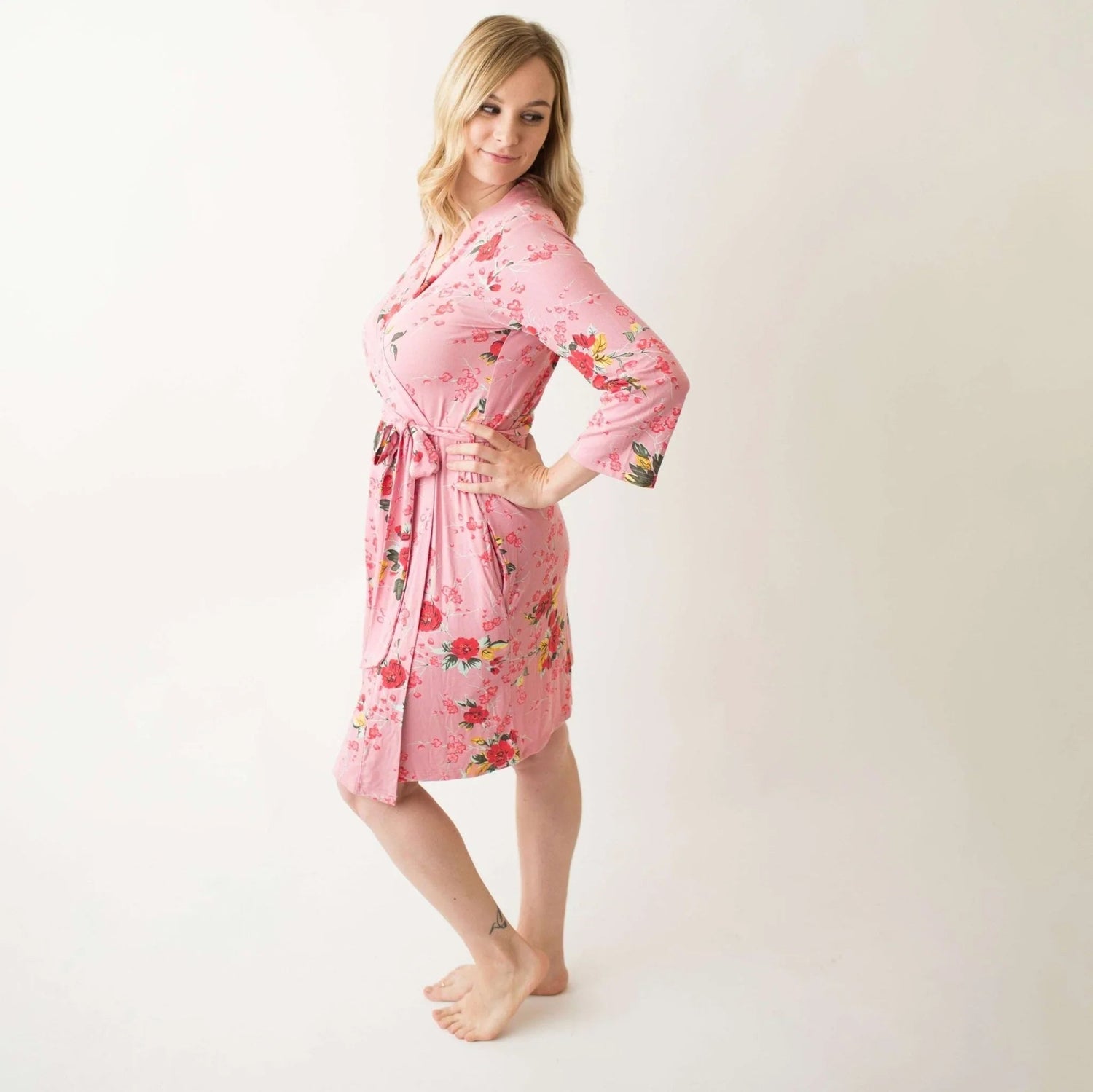 Modal Spandex Robe - Cherry Blossom Rose