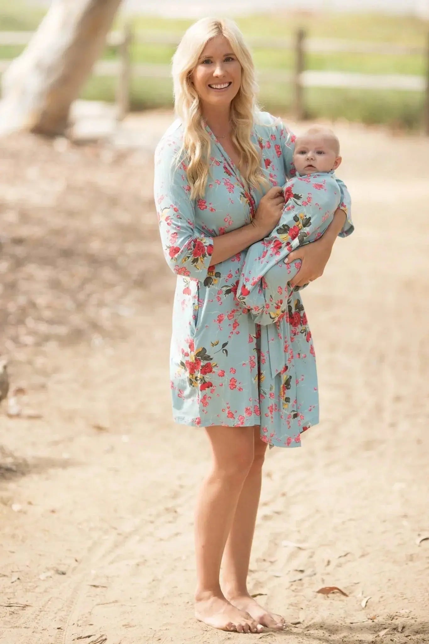 Bestaroo Cherry Blossom Teal Robe - 