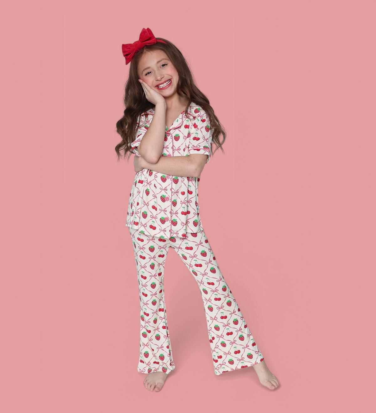 DREAM BIG LITTLE CO Cherry Bow Berry Dream Girls Flare Set For Baby Toddler OutfitEveretts Place
